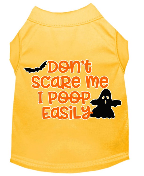 Don't Scare Me, Poops Easily Screen Print Dog Shirt Yellow XXXL